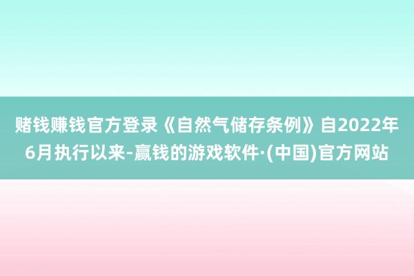 赌钱赚钱官方登录　　《自然气储存条例》自2022年6月执行以来-赢钱的游戏软件·(中国)官方网站